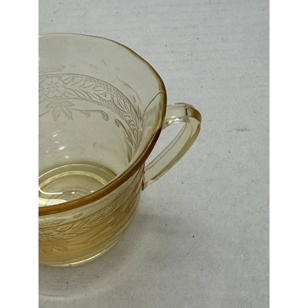 Macbeth Evans S Pattern Rose Yellow Thin Flat Sugar Bowl Depression Glass